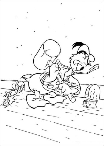 Catching The Mouse With A Big Hammer Coloring Page